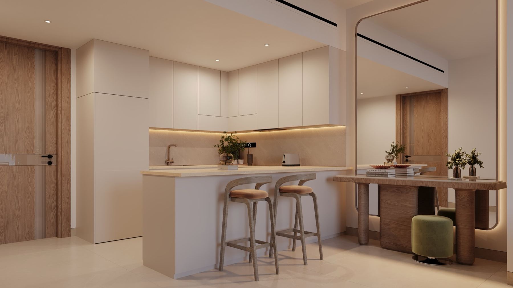 Cucina su misura con piano in pietra